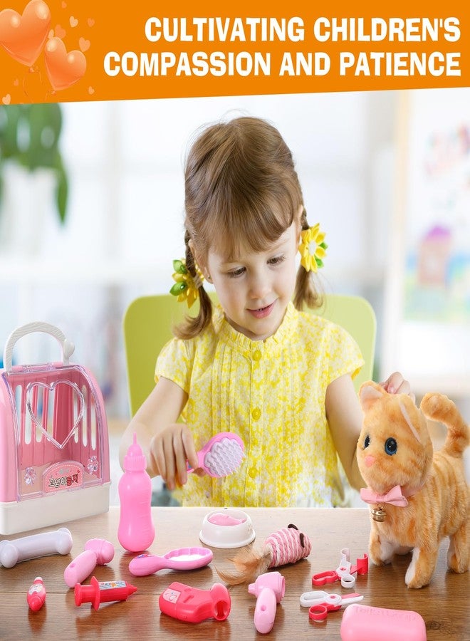 WorWoder 15PC Robot Plush Electronic Interactive Cats That Move and Meow Walking Wagging Lifelike Stuffed Kitten Toy pet for Girls Kid Parts(Yellow) - Image 5